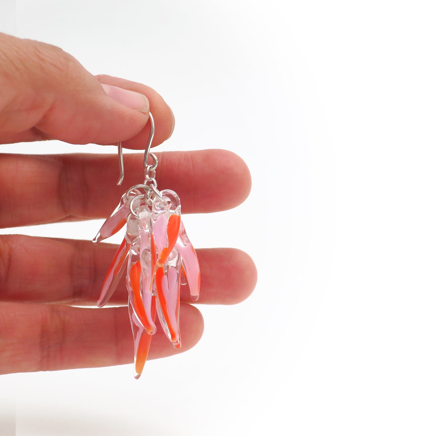 Aretes largos de cristal de Murano Nudib